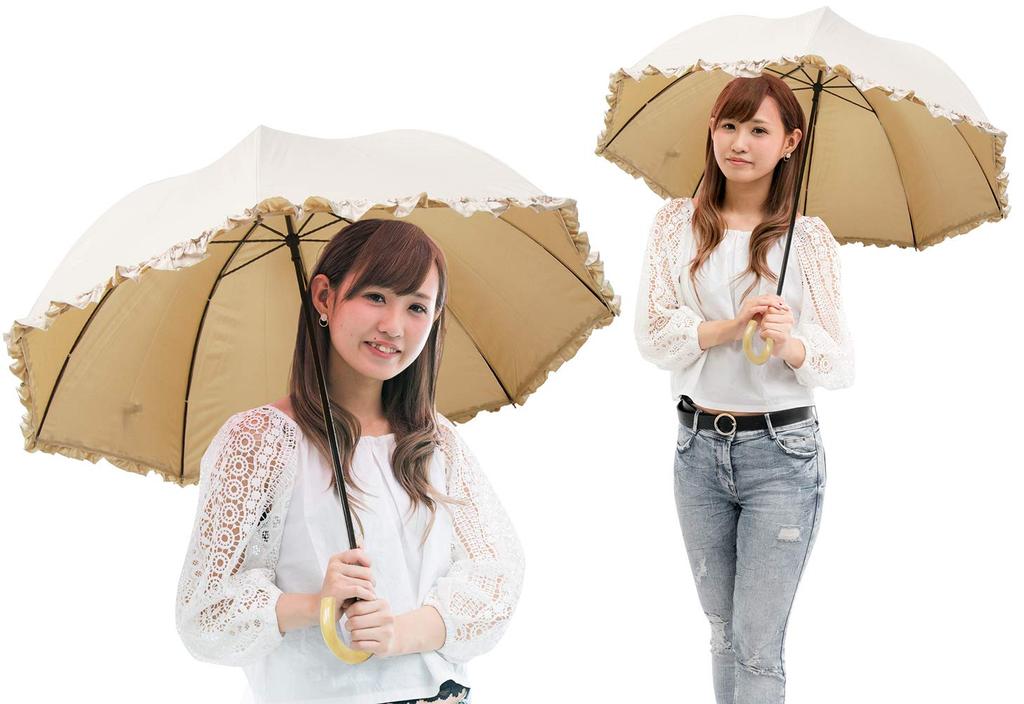 Block Out the Umbrella with Ruffles for Sun and UV Protection with a Fabric UV 60cm Sun! Lightweight, Large, Dome-shaped Rain, Lining, 99% Protection,