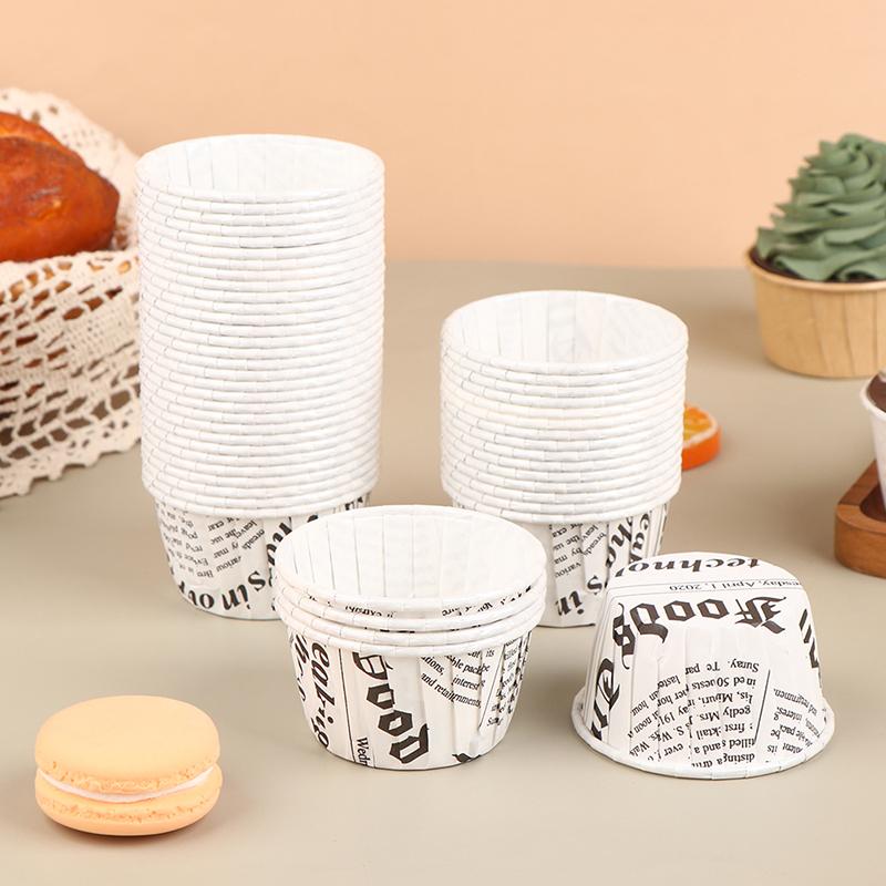 50 stuks Krullend Papieren Bekertje Flens Cake Papieren Bekertje Oliebestendig Cupcake Bakje Bakvorm Bakplaat Doos Bruiloft Feest Muffin Bekers