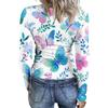 Women's Casual Ribbed Long Sleeve Top Floral Print Crew Neck Stretchy Slim Fit Lightweight Shirt for Everyday Wear