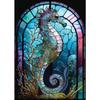 Abstract Sealife Stained Glass Pattern Art Poster Prints Canvas Painting Seahorse Manta Ray Whale Shark Dolphin Home Decor