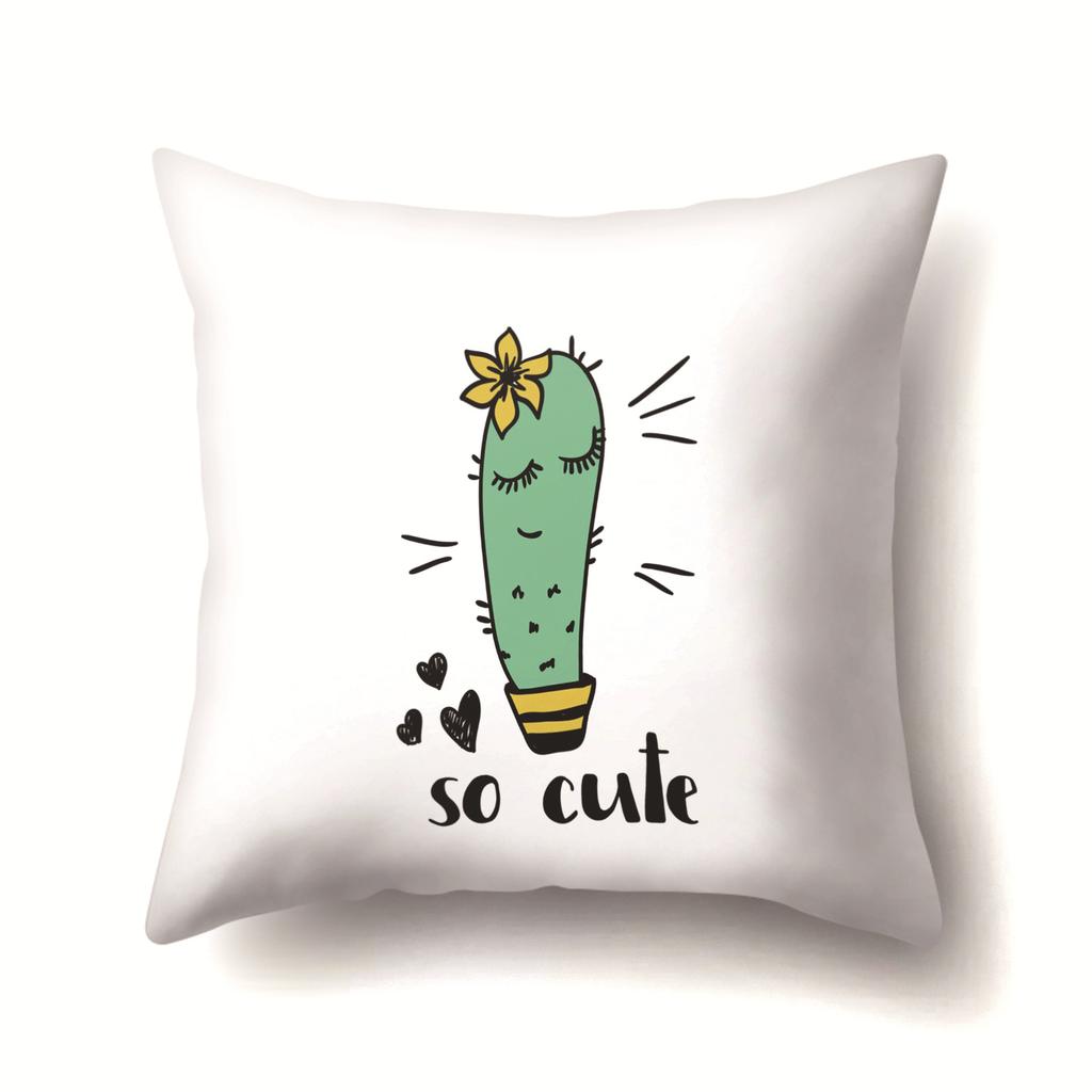 Unicorn Cute Cactus Polyester Pillow Cover Cushion