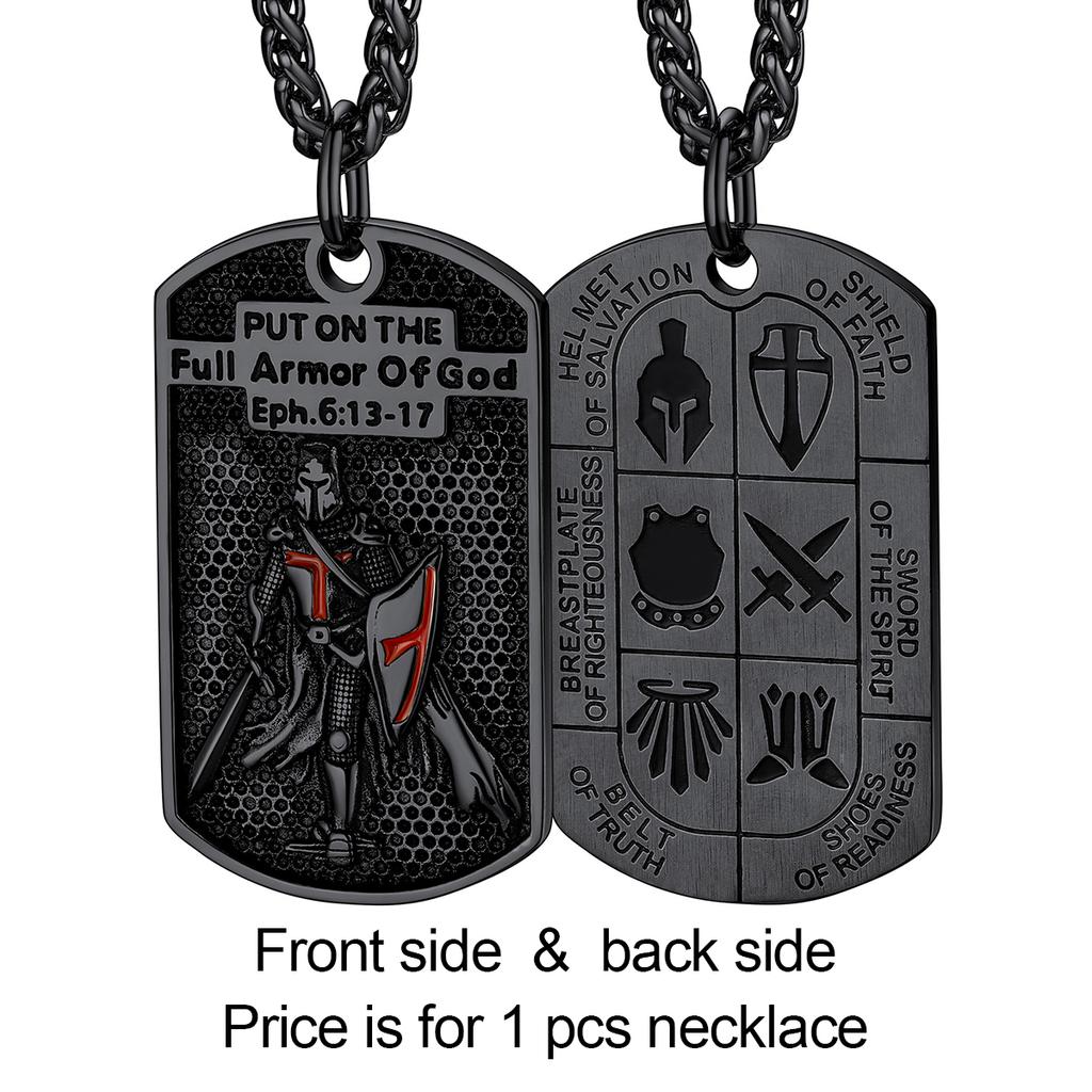U7 Templer Halsketten aus Edelstahl für Herren Ritterkreuz Schild Anhänger 3D Geprägtes Amulett Symbol Christlicher Unisex Schmuck Geschenk