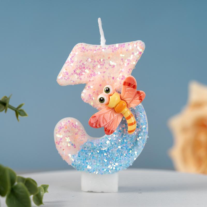 Dragonfly Cartoon Number Candles 0-9 – Cute Birthday Cake Decorations
