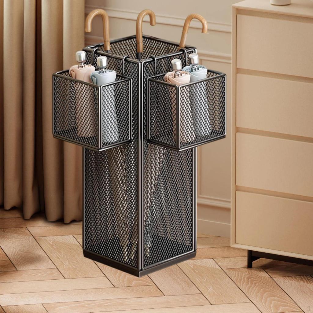 Convenient Iron Umbrella Holder with Ample Storage for Home