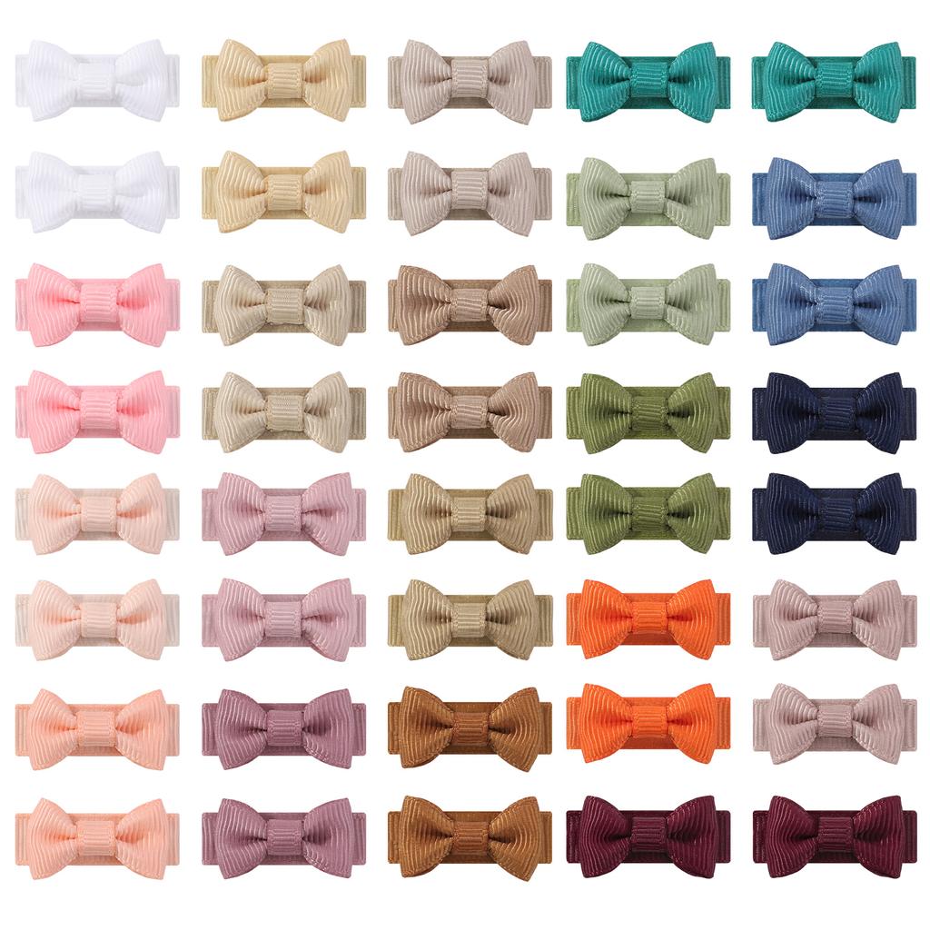 10Pcs/40 Cute Mini Bows Hair Clips for Baby Girls Solid Color Bows Hairpins Barrettes Handmade Headwear Kids Hair Accessories
