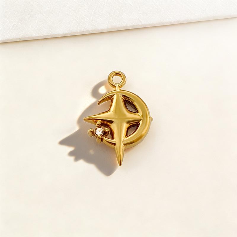 Gold Retention Micro-inlaid Diamond Charm Pendants: Star, Moon, Heart & Water Drop Designs