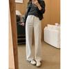 Women's High Rise Wide Leg Jeans Loose Fit Korean Casual Stretch Straight Leg Denim Pants Spring Daily Trousers Two Length Version
