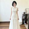 Rich Family Daughter Style Sequined Lace Vest Dress Women's Birthday Dress High-end Temperament Waist Mesh Dress
