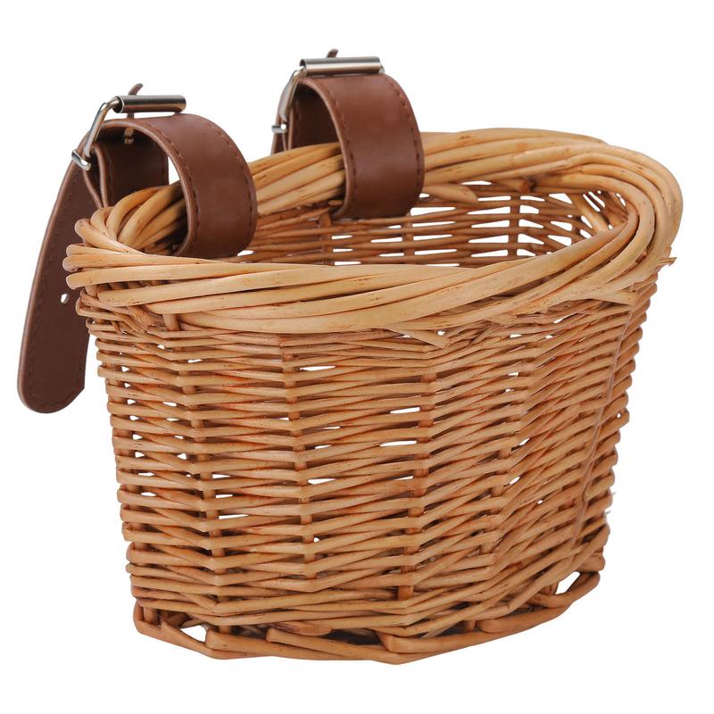 Woven Bike Basket Mini Bike Decor Front  Storage Basket Bike Decoration With Adjustable Mounting Straps For Picnic Photography