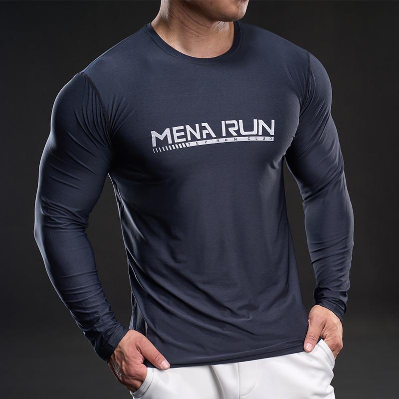 Ny hurtigtørkende is-silke langermet t-skjorte herre avslappet sport elastisk fitness utendørs t-skjorte topp