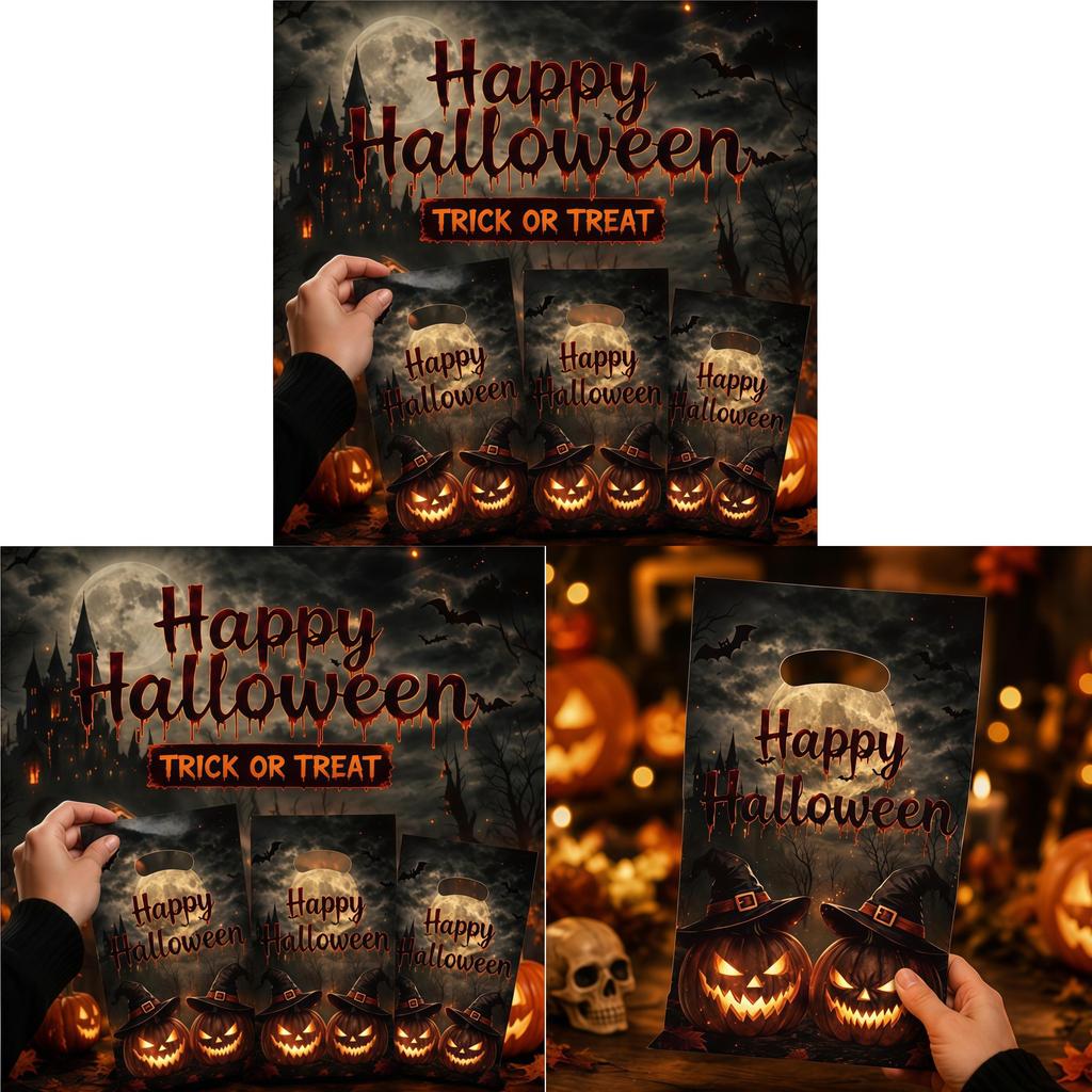 Halloween Pumpkin Candy Bags With Glitter Film For Childrens Trick Or Treat Parties
