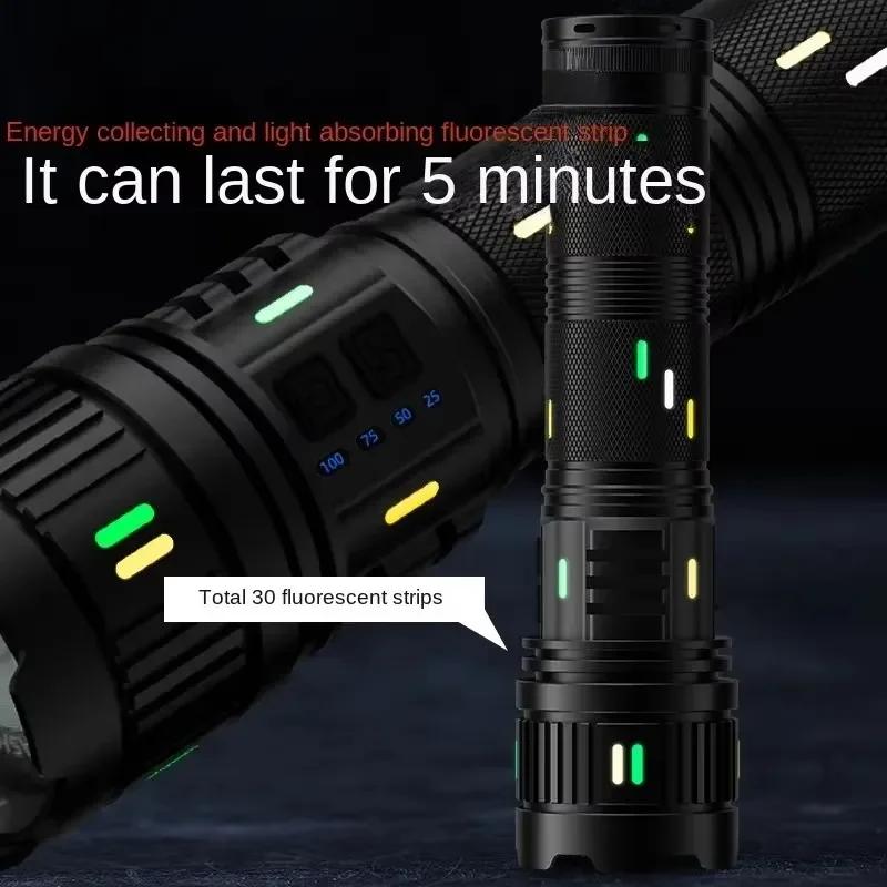Powerful USB Rechargeable LED Flashlight Tactical Zoom Torch with Power Display Strong Light 100W Camping Emergency Lantern