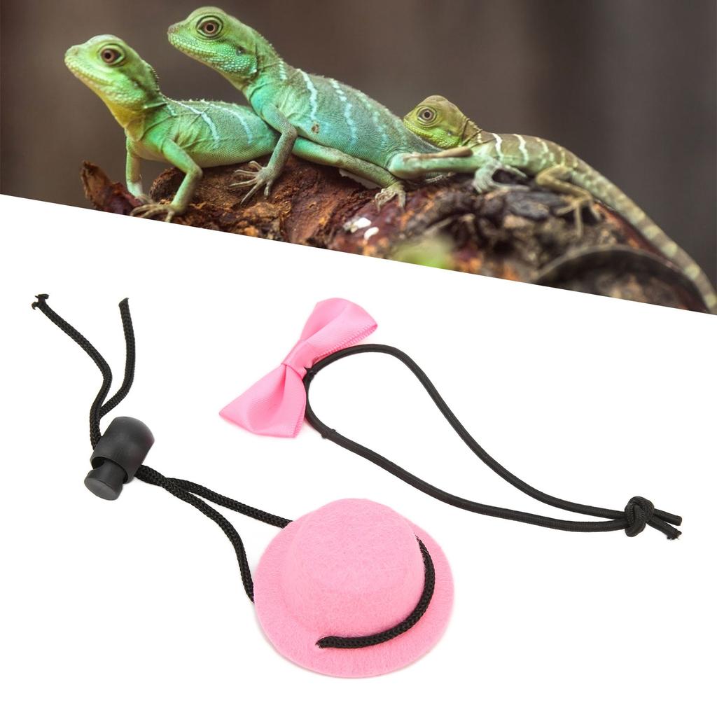 Reptile Hat and Bow Tie Cute Valentine s Day Clothes Set for Bearded Dragon Hamster Guinea (Black Hat Red Bow Tie S)