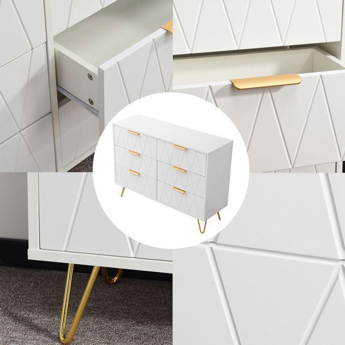 Commode - SOMUBI - Diamond Model - 6 Drawers - Elegant Design - White