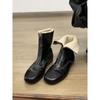 Zwei Paar Samt-Martin-Stiefel, Reißverschluss vorne, flacher Boden, warm, dünne Stiefel, Stiefeletten.
