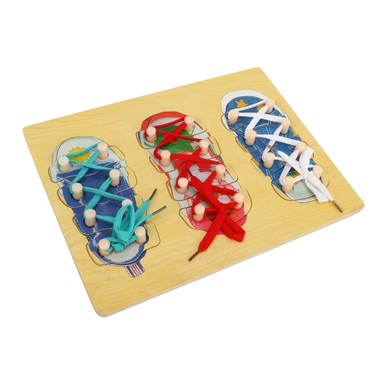 

Wooden Lacing Shoe Toy Toddler Kids Learn to Tie Shoelaces Teaching Kit Tie Shoes Training Board