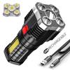 5LEDS USB Aufladbare Taschenlampe COB Licht Starke Helle Taschenlampe Im Freien Wasserdichte Camping Reise Beleuchtung Taschenlampe