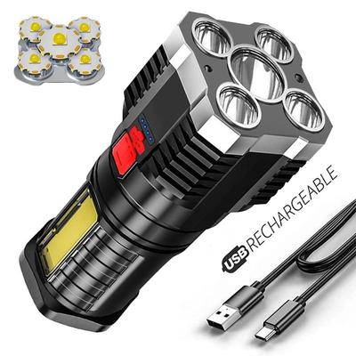 5 LEDS USB uppladdningsbar ficklampa COB Ljus Stark Ljus Ficklampa Utomhus Vattentät Camping Trip Belysning Ficklampa