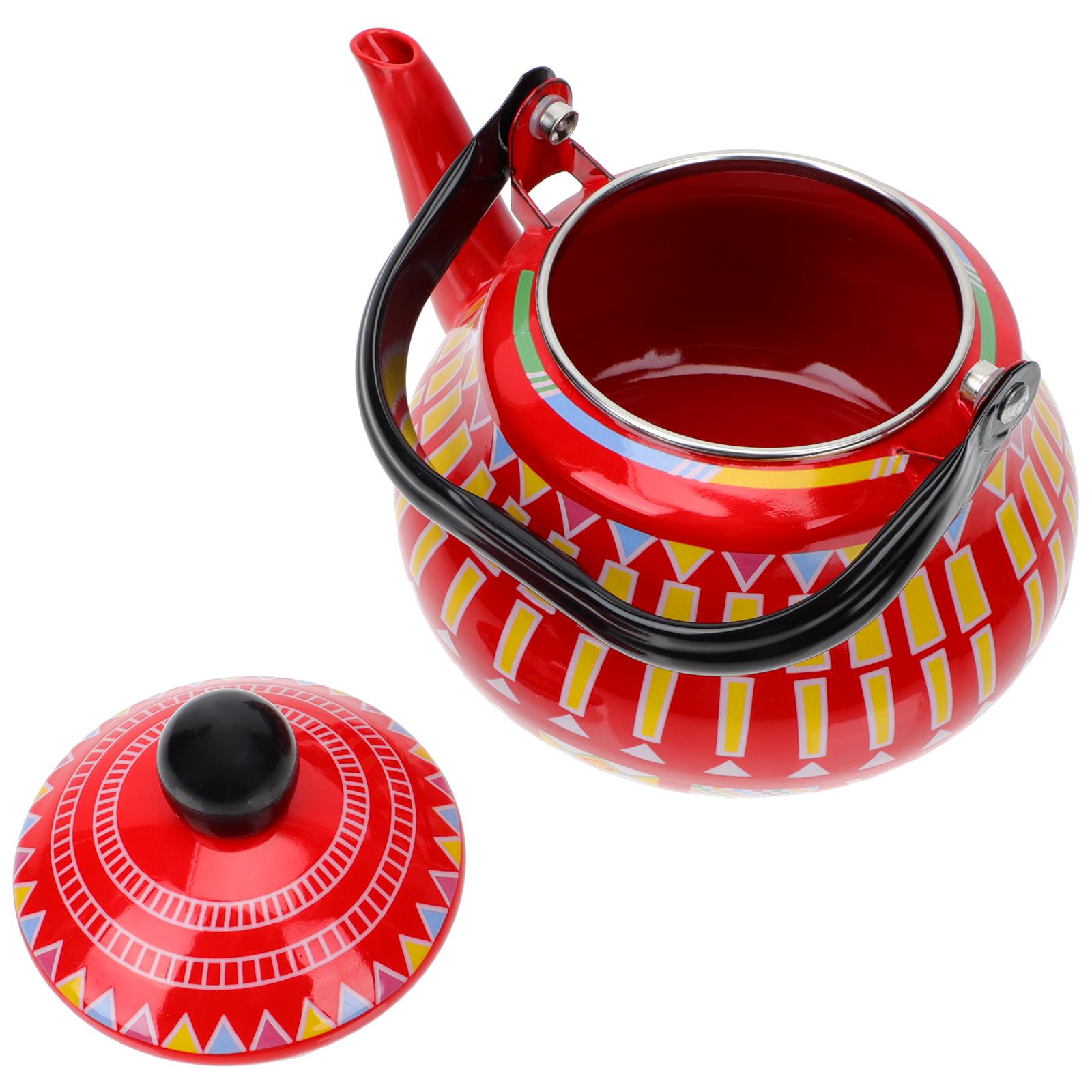 

Household Enamel Kettle Heating Water Kettle Large Capacity Anti-Scald Handle for Home Kitchen Coffee Shop Decorative Teapot червоний