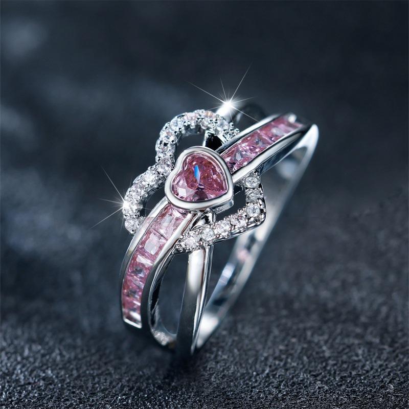 

Explosive double love heart ring, simple niche elegant ring No. 10