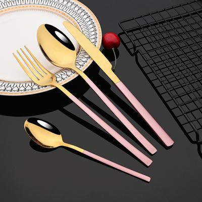 4 stücke Rosa Gold Geschirr Set Edelstahl Geschirr Set Home Küche Essen Utensilien Messer Gabel Löffel Besteck Set
