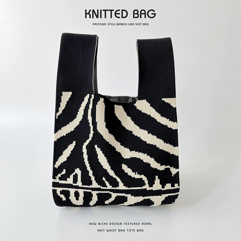 Square Rhombus Rhombus Stripe Geometric Knitted Gift Bag Handbag Handbag Handbag Tote Bag