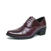 Large Size 46 Pointed Low-top Retro Leather Shoes Men's High Heels Increase by 6 Cm Business Dress Wedding Shoes Men