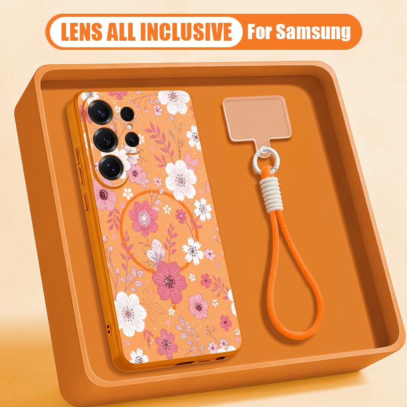 Colorful Flowers Print Case For Samsung S26 Ultra S25 FE S24 S24 Plus A57 A37 A17 A56 A36 A16 A55 A35 A15 A54 5G Hybrid Magnetic Matte Cover