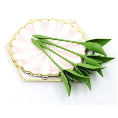 12 Pieces Creative Napkin Holder Rose Flower Paper Napkin Flower Tool Roll Flower Green Design for Table Decoration