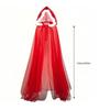 Mesh Hooded Cloak Robe Mrs Santa Clauses Costume Cape Halloween Christmas Costumes for Women Girls Wizard Robe Gifts