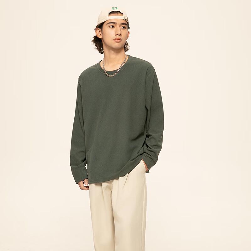 GENIOLAMODE Men's Fleece-Lined Long-Sleeve T-Shirt