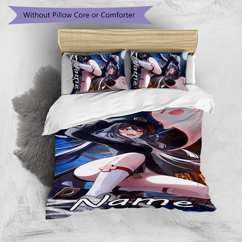 3pcs Custom Name Genshin Impact Characters Bedding Set Duvet Cover Closure Includes 1 Duvet Cover & 2 Pillowcases for All Seasons Bedroom Decor