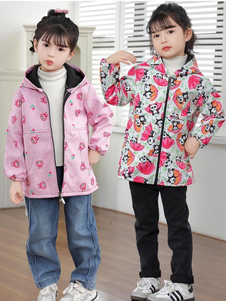 Children's Waterproof Smock: Autumn/Winter Girls' Stain-Proof Mealtime Cover-up & Down Jacket Outerwear.