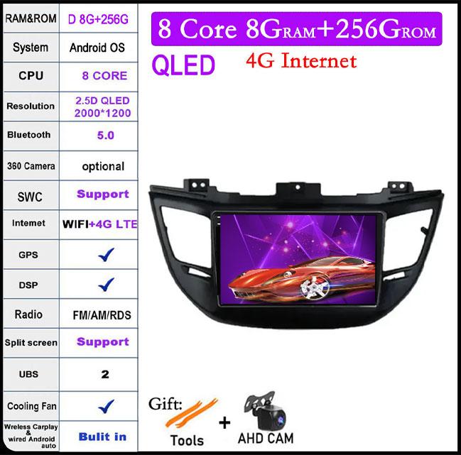 9 Lnch For Hyundai Tucson IX35 3 2015-2018 Android 14 Car Radio Multimedia Player 4G+wifi Video GPS DSP IPS Navigation