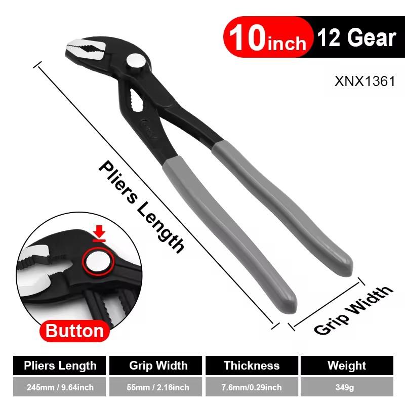 8/10/12 inch Adjustable Water Pump Pliers Quick-Release Plumbing Pliers Pipe Wrench Water Pipe Clamp Pliers Household Hand Tools