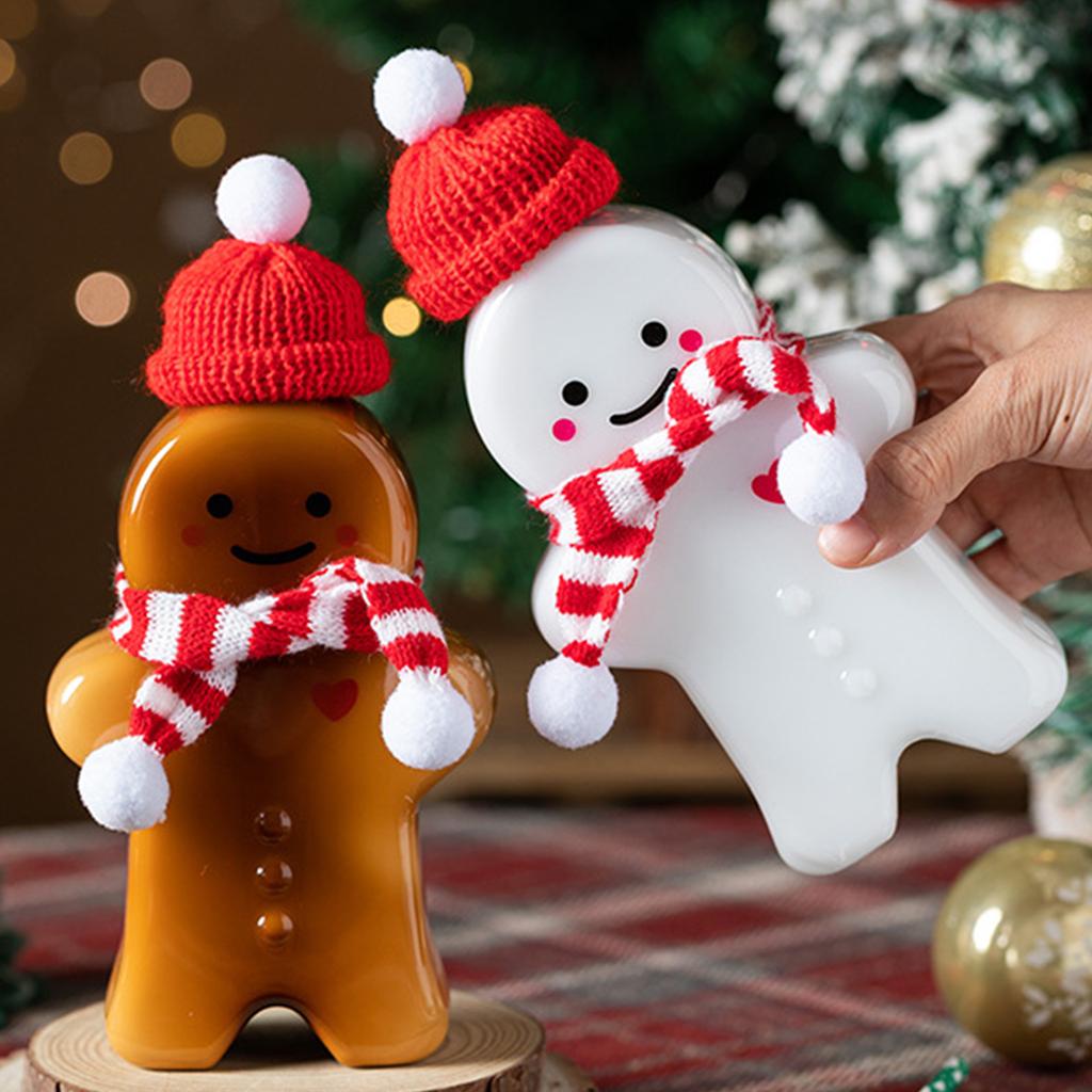 5pcs Cute Gingerbread Man Candy Jar with Lid Plastic Bottle Cookie Storage Bottle for Kids Winter Party Christmas Decor