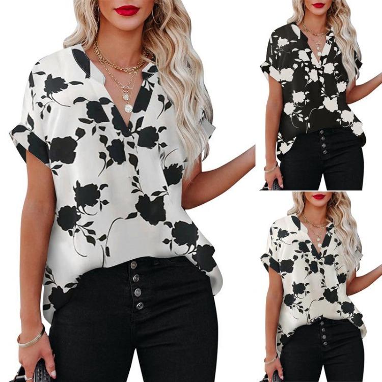Women's Fashion Oversized White 3D Flower Print T-Shirt Summer Blouse Tee Female Tops Clothing