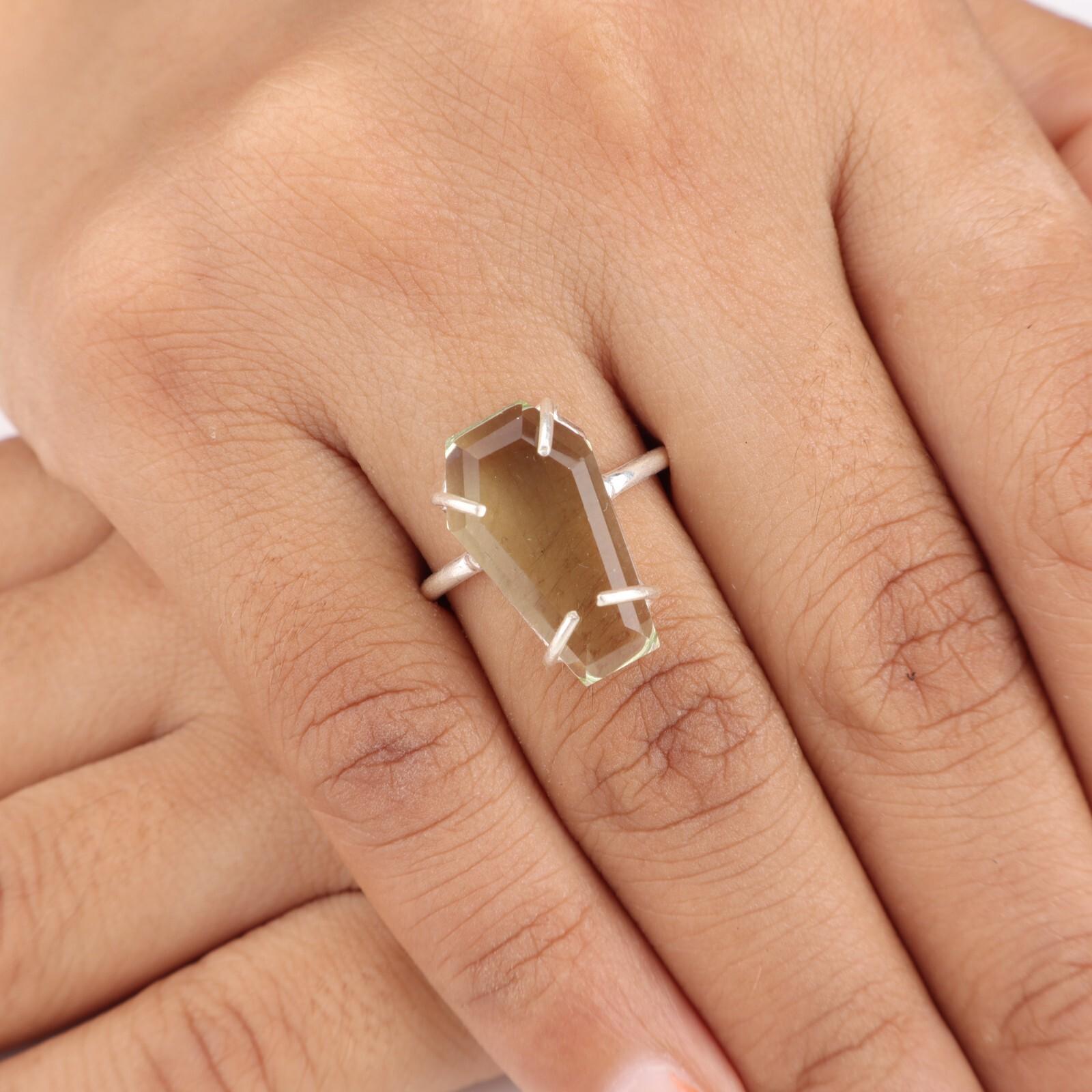 

Зеленый Аметист Драгоценный Камень Серебро 925 пробы Ювелирные Изделия Ручной Работы Кольцо Подарок для Жены RR-39-14 13