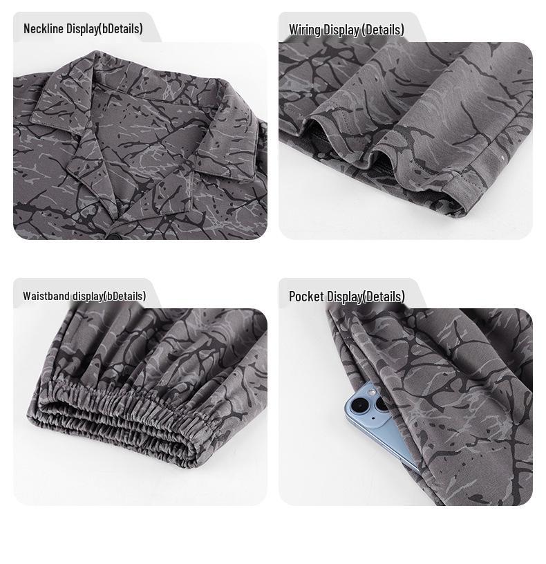 Men's Cotton Pajama Set - Long Sleeve & Pants, Spring To Winter, Casual Outdoor Wear, Plus Size Available