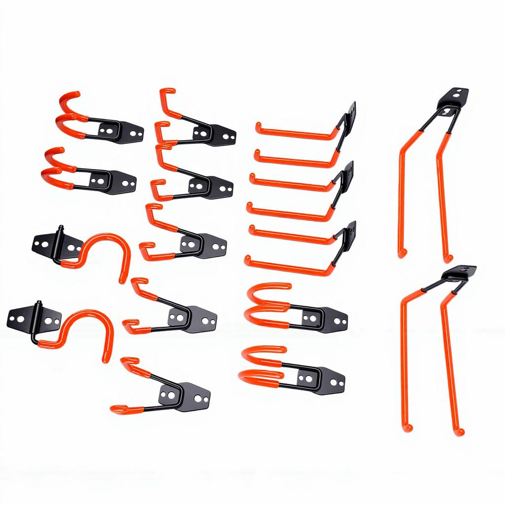 16 Pcs Garage Hook Wall Mount Strong Load Bearing Heavy Duty Steel Garden Tool Hanger for Cables Water Hoses Power