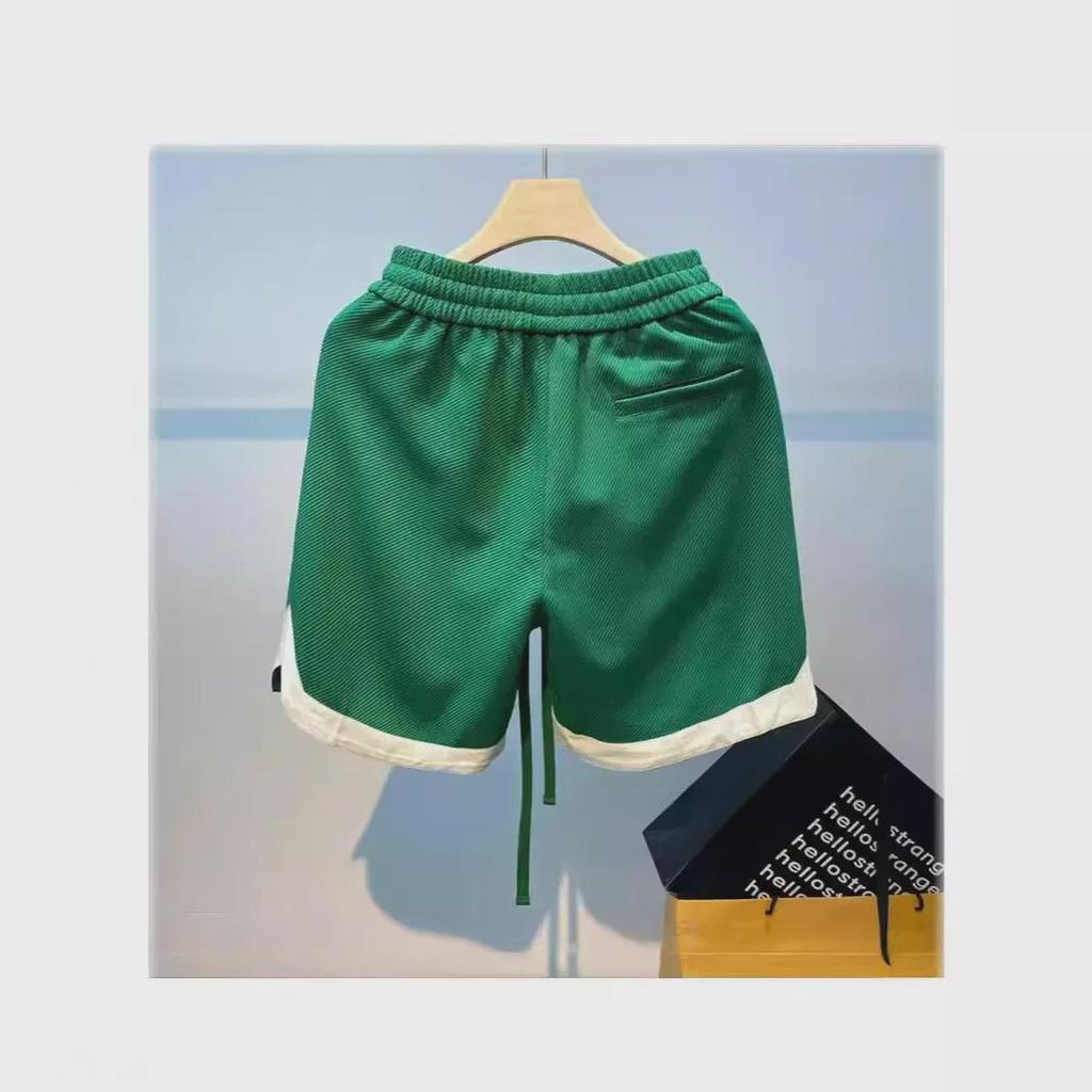 "2024 Men's Hong Kong Style Casual Summer Shorts - Youth Loose Fit with Letter Fashion Label"