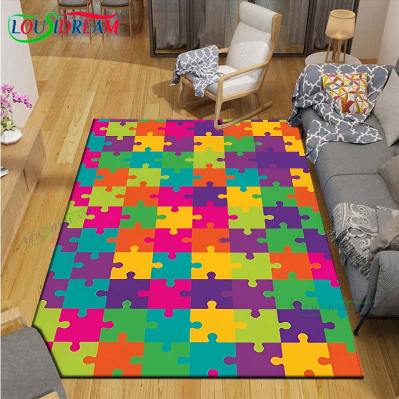 Fashion Popular Puzzle Decor Carpet for Outdoor Balcony Garden Coffee Table Bedroom Area Rugs Kitchen Un-slip Floor Mat Alfombra