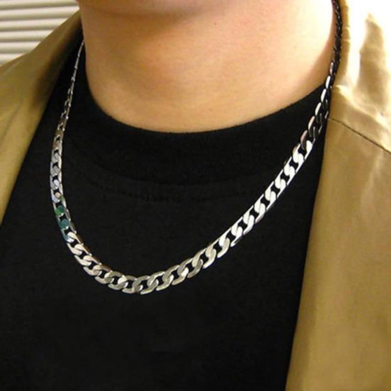 Stylish Simple Men Twist Oblate Wide Chain Necklace