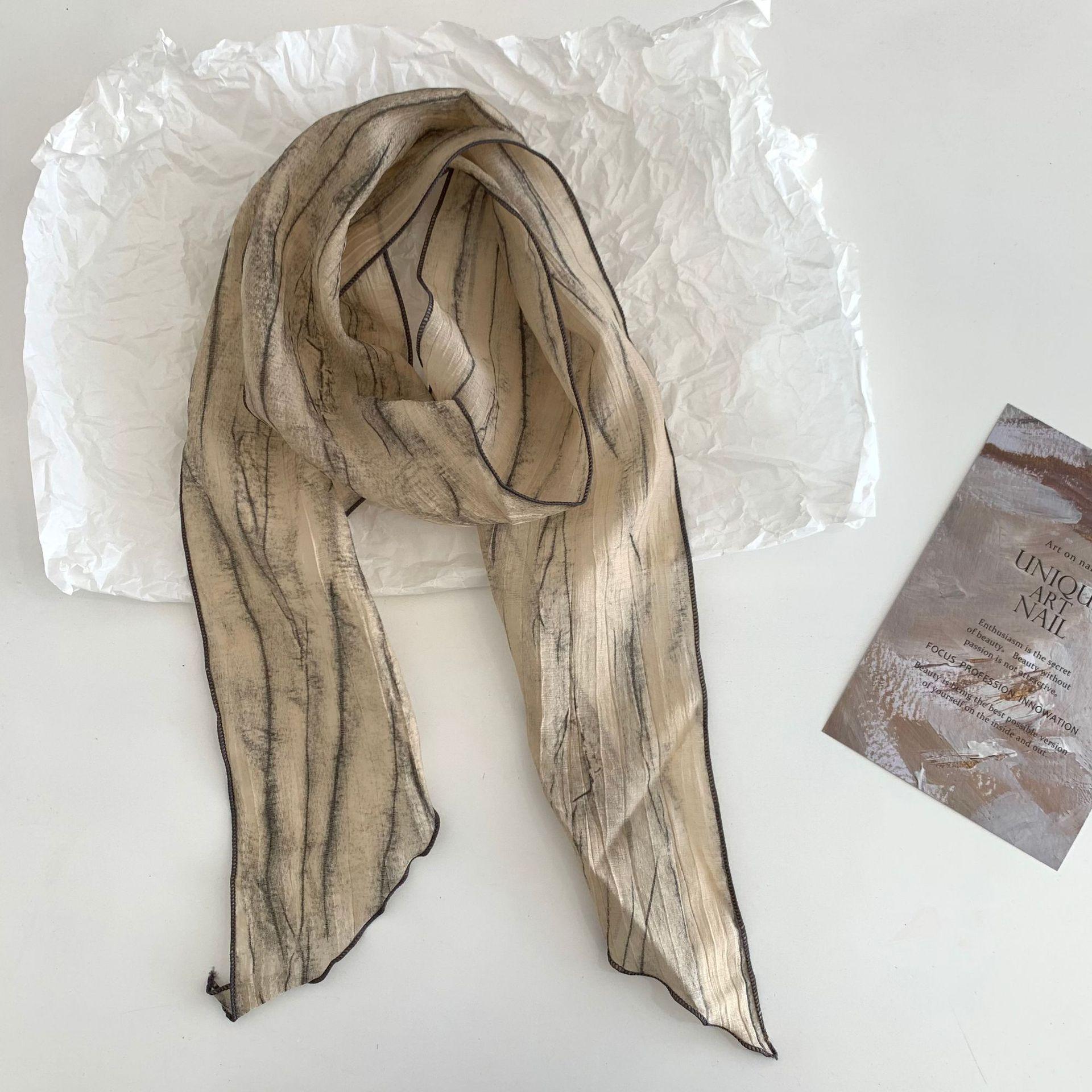 Cool feeling~ Tie-dye stripes, slender small streamers, women s summer sunscreen neck protection silk scarf, small scarf, versatile small scarf
