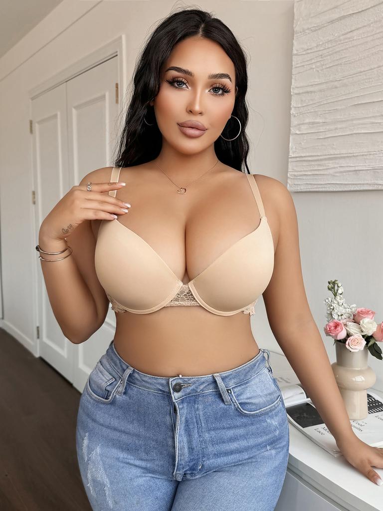 Large size glossy lace edge thin cup bra underwear sexy gathering big breasts small