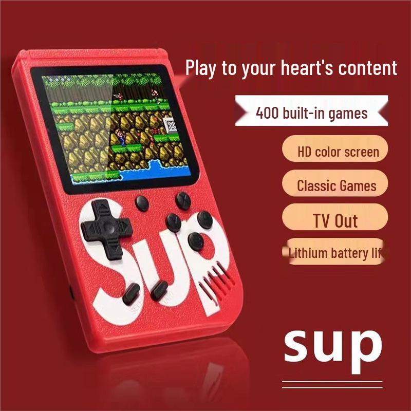 Handheld-Spielekonsole: 400 klassische Spiele, Mario, Tetris, Zwei-Spieler, Wiederaufladbar