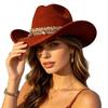 Hot-selling Hats Women's Ethnic Style Colorful Rope Decorative Felt Hat Vacation Travel Versatile Literary Retro Cowboy Hat