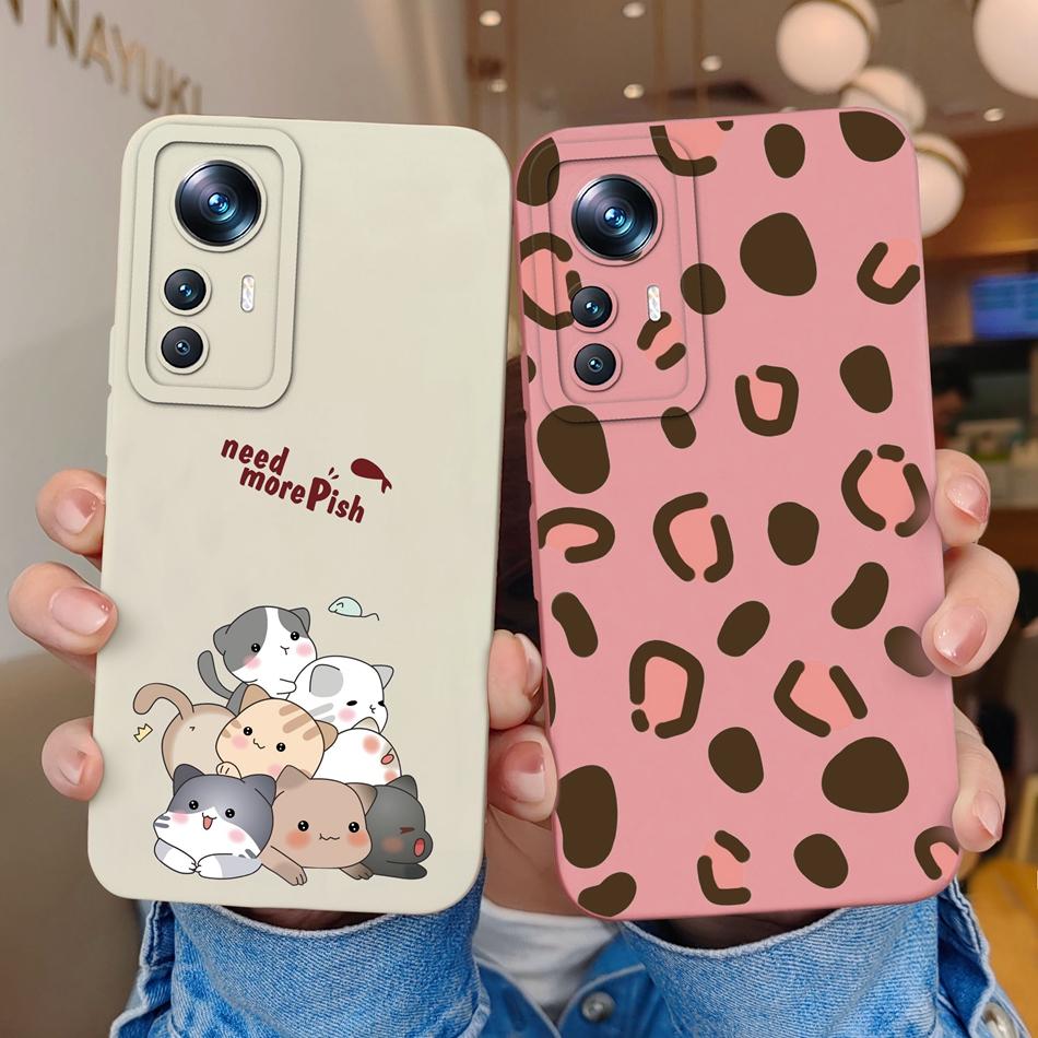 Phone Case For Xiaomi 12 Pro Lite Ultra Candy Color Patterned Liquid Silicone Full Coverage Anti Slip Shell For Xiaomi12 Coque