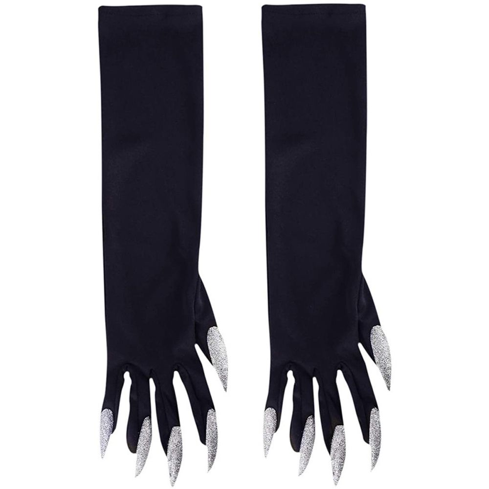 Black Silver Girls For Women Witch Cosplay Costume Fancy Props Halloween Cosplay Gloves Mittens