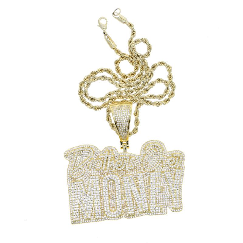 

Хип-хоп ожерелье с кулоном в виде надписи MONEY, инкрустированное цирконами - Модные мужские украшения